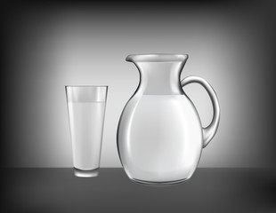 Milk jug and glass of milk. Vector
