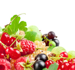 set fresh berries with green
