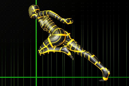L&auml;ufer, futuristisch, Hochgeschwindigkeit, 5G, Internet, Techno-Speed