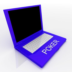 Laptop computer with word poker on it