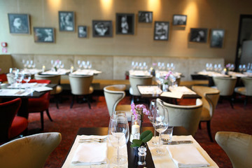 Fine dining set up, restaurant, hotel
