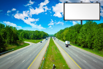 Billboard with Stormy Sky on american toll way