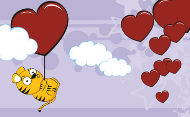 Valentine tiger cartoon background in vector format 