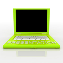 Laptop computer with word presentation on it