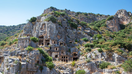 Panorama - Tombes rupestres à Myra, Demre, Turquie