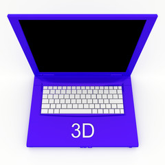 Laptop computer with word 3d on it