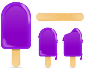 classic violet ice cream bar or ice pop isolated on white