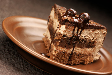 Homemade chocolate cake close-up