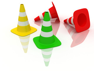 rgb colored traffic cones