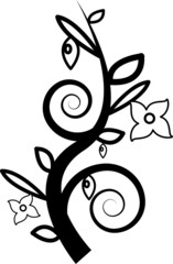 Zweig mit Bl&auml;tter und Bl&uuml;ten