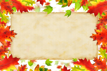 Naklejka na ściany i meble Blank paper with autumn motives