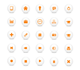 Basic web icons, white with orange buttons series