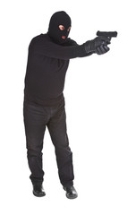 robber aiming with his gun