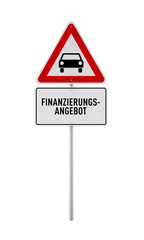 Schild mit Aufschrift »Finanzierungsangebot«