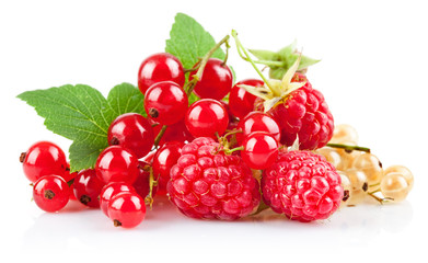 set fresh berries with green