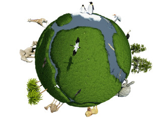 Fototapeta premium Globe with animals