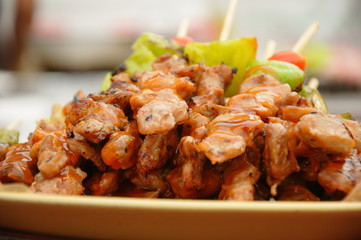 Thai cuisine barbecue chicken skewers