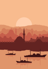 Fototapeta na wymiar Turkish city Istanbul landscape vector