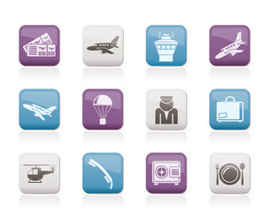 Airport and travel icons - vector icon set