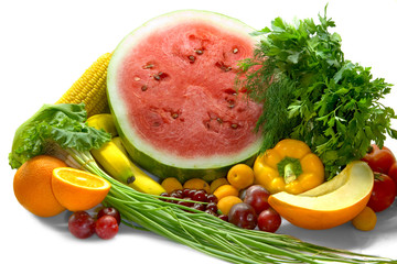 Colorful fresh group of vegetables and fruits