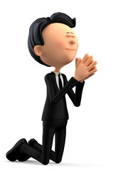 businessman cartoon is praying