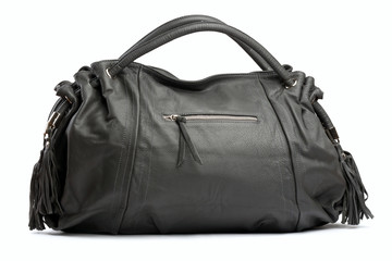 Naklejka premium Black female handbag over white