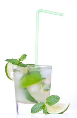 Refreshment cocktail with lime and mint
