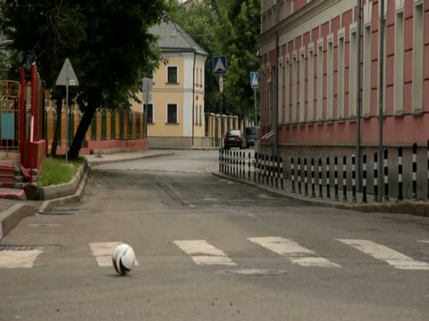 Soccer Ball Crossing The Street