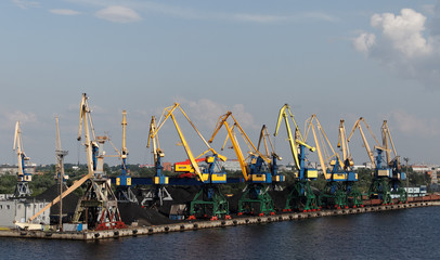 Cranes in port.