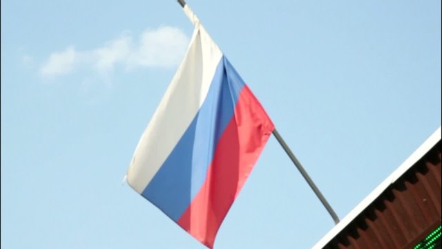 Russian flag blow about