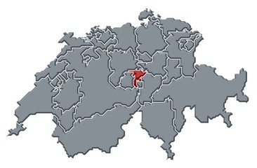 Map of Swizerland, Nidwalden highlighted