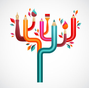 art and creation tree, concept illustration