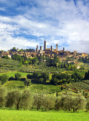 Fototapeta na wymiar Panorama San Gimignano, Włochy