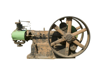 part of stationary steam engine on a white background