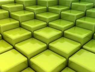 Abstract green metallic cubes