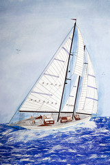 Sailboat on high seas