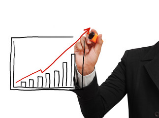 Male hand drawing a chart