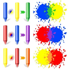 Papier Peint photo Dessiner Colori Primari Pastelli Macchie-Primary Colors Pencils Stains