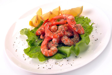 salad of shrimp, mixed greens