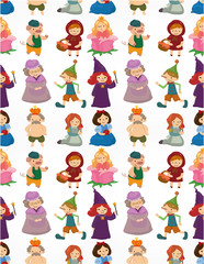 cartoon story people seamless pattern