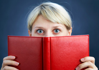 girl with red book
