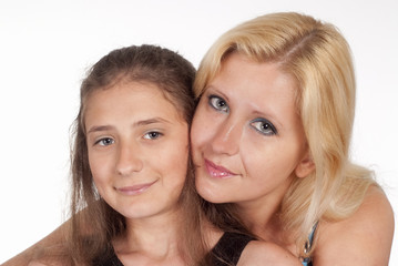 cute mom and daughter