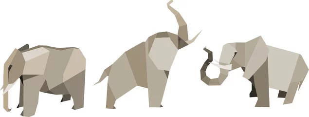 Stickers muraux Animaux géométriques Éléphants - origami