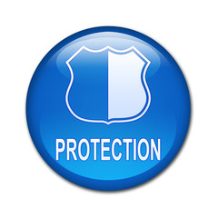 Boton brillante simbolo y texto PROTECTION