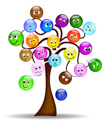 Nice tree with colorful smilies with different expression
