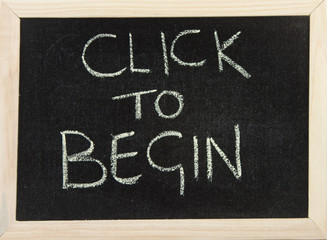 Fototapeta premium Board with 'click to begin'