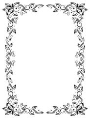 Ranke, flora, Blätter, Laub, Rahmen, vector, schwarz