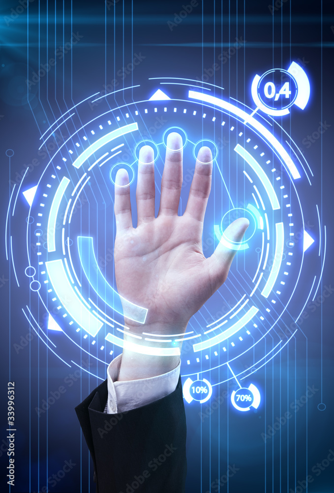 Poster technology scan man's hand for security or identification
