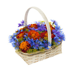 Fototapeta na wymiar Bouquet of Flowers with dill in a basket