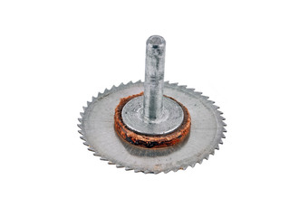 Old and rusty milling cutter, isolated on a white background